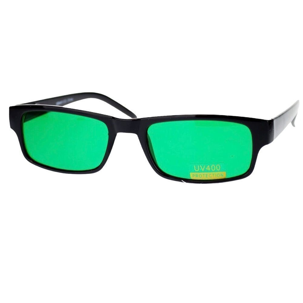 Uplifting Sunglasses Emerald Green Lens Black Rectangular Frame UV Protect…